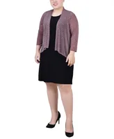 Ny Collection Plus Size Cardigan and Dress Set, 2 Piece