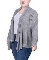 Ny Collection Plus Size Long Sleeve Ribbed Cardigan