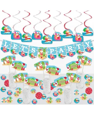 Big Dot of Happiness Tropical Christmas - Beach Santa Holiday Party Supplies Decoration Kit - Decor Galore Party Pack - 51 Pieces