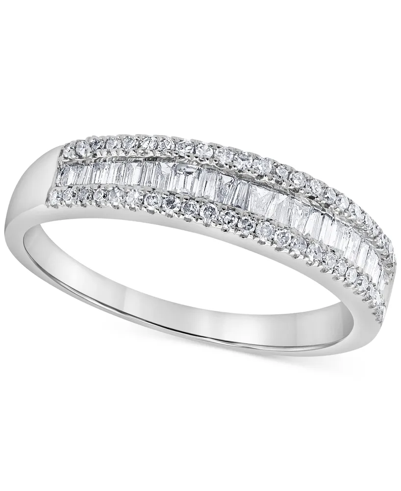 Diamond Baguette & Round Band (1/2 ct. t.w.) in 14k White Gold