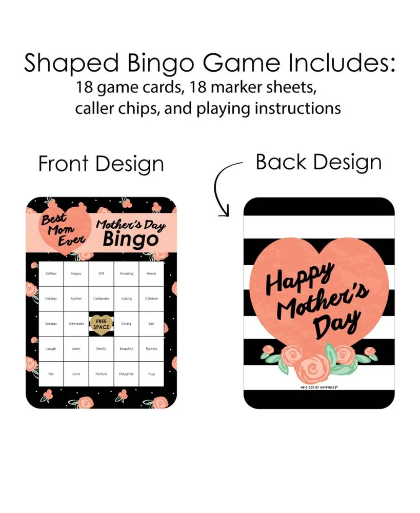 Best Mom Ever - Bingo Cards and Markers - Mother's Day Bingo Game - Set of 18