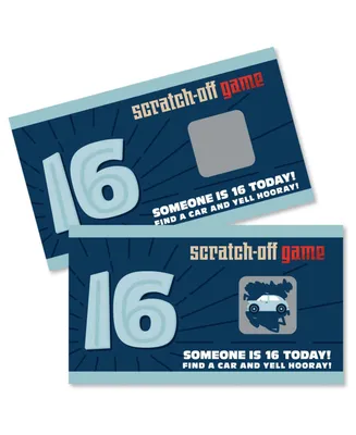 Boy 16th Birthday - Sweet Sixteen Birthday Party Game Scratch Off Cards - 22 Ct