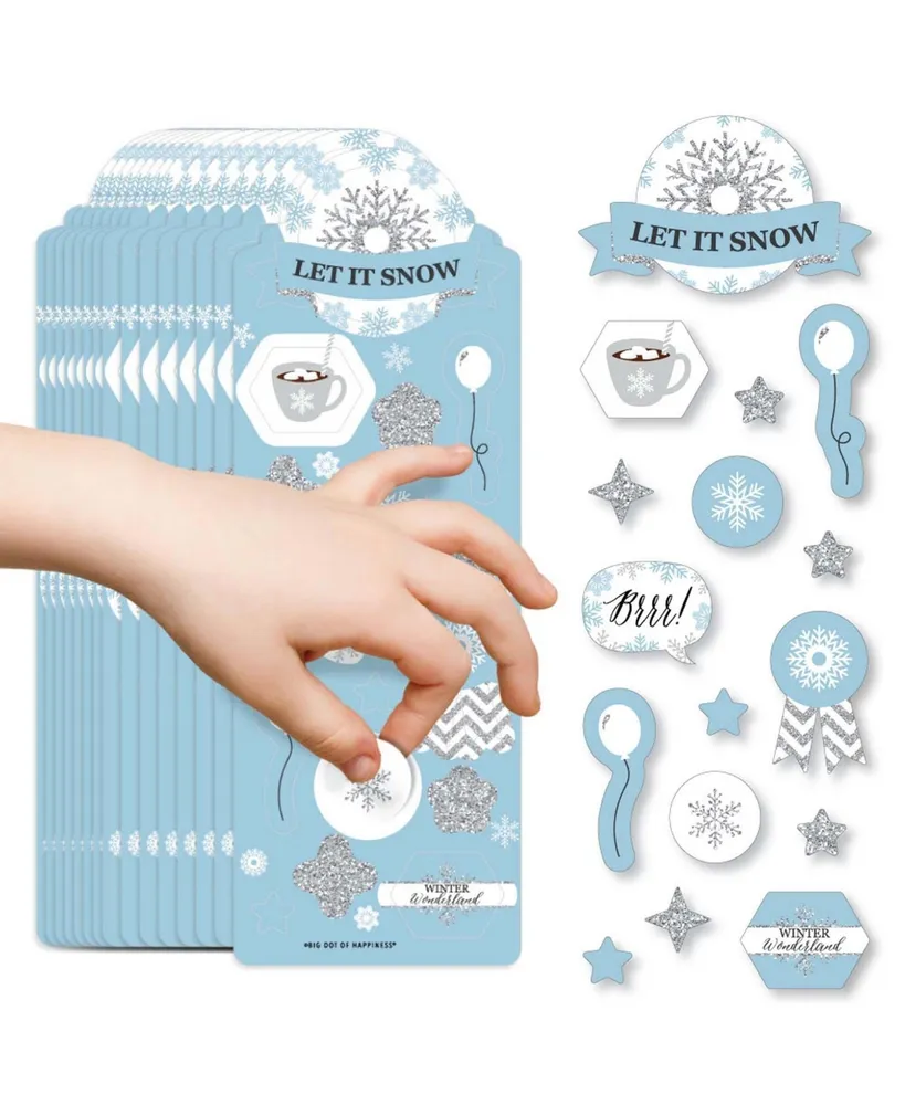 Winter Wonderland - Snowflake Favor Kids Stickers - 16 Sheets