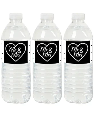 Mr. & Mrs. - Black & White Water Bottle Sticker Labels - 20 Ct