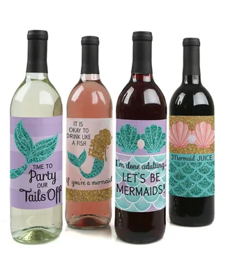 Let's Be Mermaids - Party Decor - Wine Bottle Label Stickers - 4 Ct