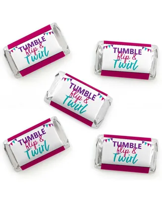 Tumble, Flip & Twirl - Gymnastics - Mini Candy Bar Wrapper Sticker Favors 40 Ct