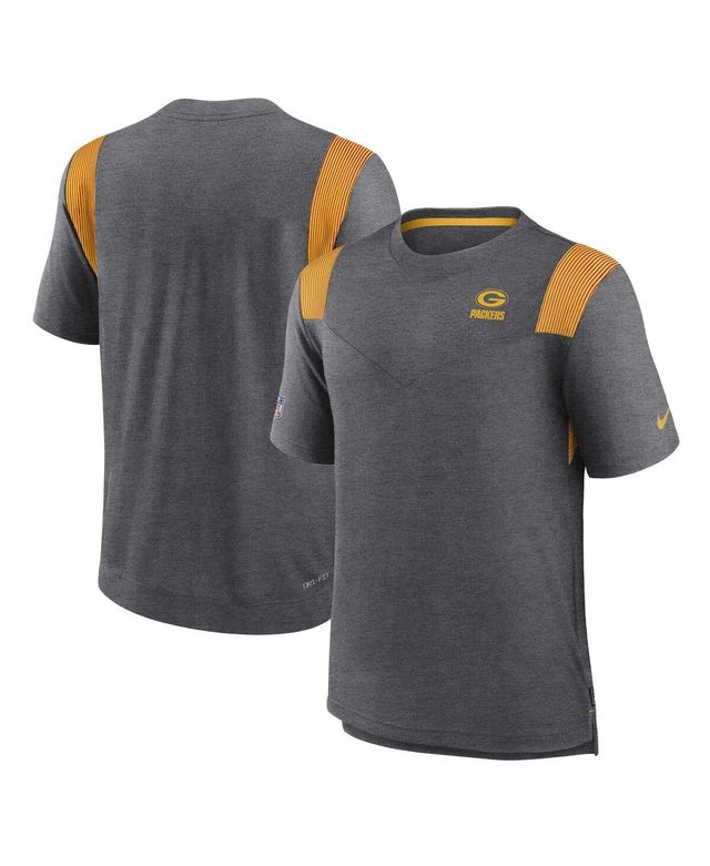 Men's Nike Heather Charcoal Green Bay Packers Sideline Tonal Logo Performance Player T-shirt