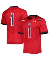 Men's Under Armour #1 Red Jackson State Tigers Team Wordmark Replica Football Jersey