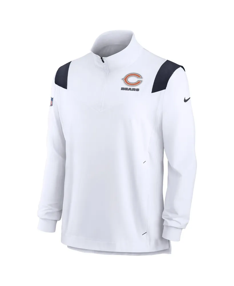 Men's Nike White Chicago Bears Sideline Coach Chevron Lockup Quarter-zip Long Sleeve Top