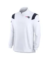 Men's Nike White New England Patriots Sideline Coach Chevron Lockup Quarter-zip Long Sleeve Top