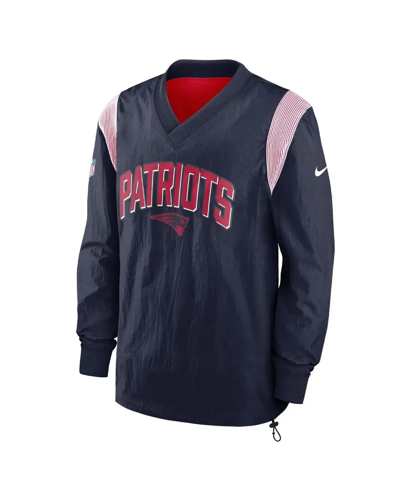Men's Nike Navy New England Patriots Sideline Athletic Stack V-neck Pullover Windshirt Jacket