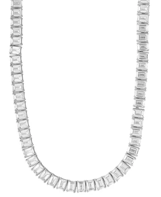 Cubic Zirconia Baguette 18" Collar Necklace in Sterling Silver