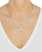 Cubic Zirconia Fancy 18" Collar Necklace in Sterling Silver