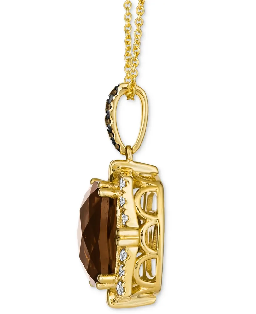 Le Vian Chocolate Quartz (4 ct. t.w.) & Diamond (1/3 ct. t.w.) Adjustable 20" Pendant Necklace in 14k Gold