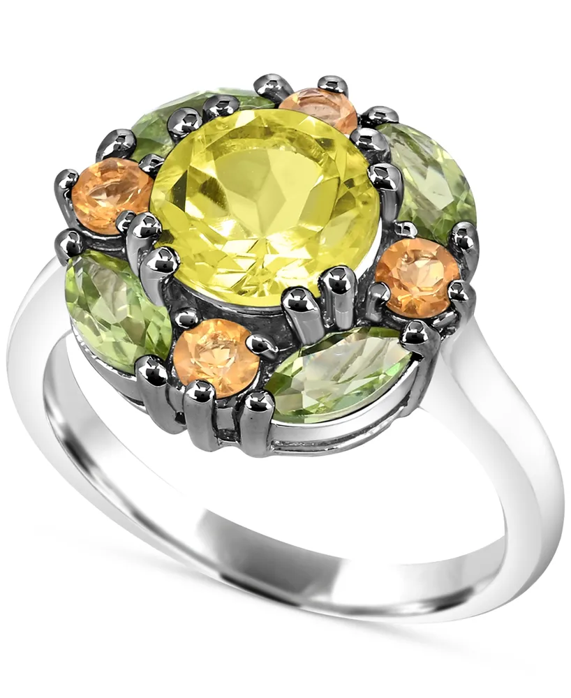 Multi-Gemstone Cluster Ring (3-1/2 ct. t.w.) in Sterling Silver - Multi