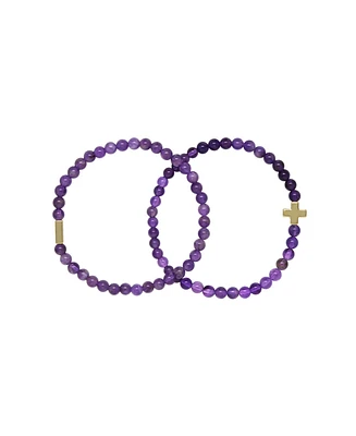 Charged Stone Beaded 2 Pieces Bracelet Set