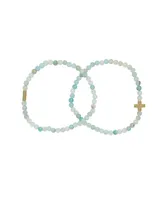 Charged Stone Beaded 2 Pieces Bracelet Set