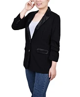 Ny Collection Women's Long Sleeve Satin Lapel Jacket