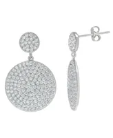 Macy's Fine Silver Plated Cubic Zirconia Pave Disk Dangling Earrings