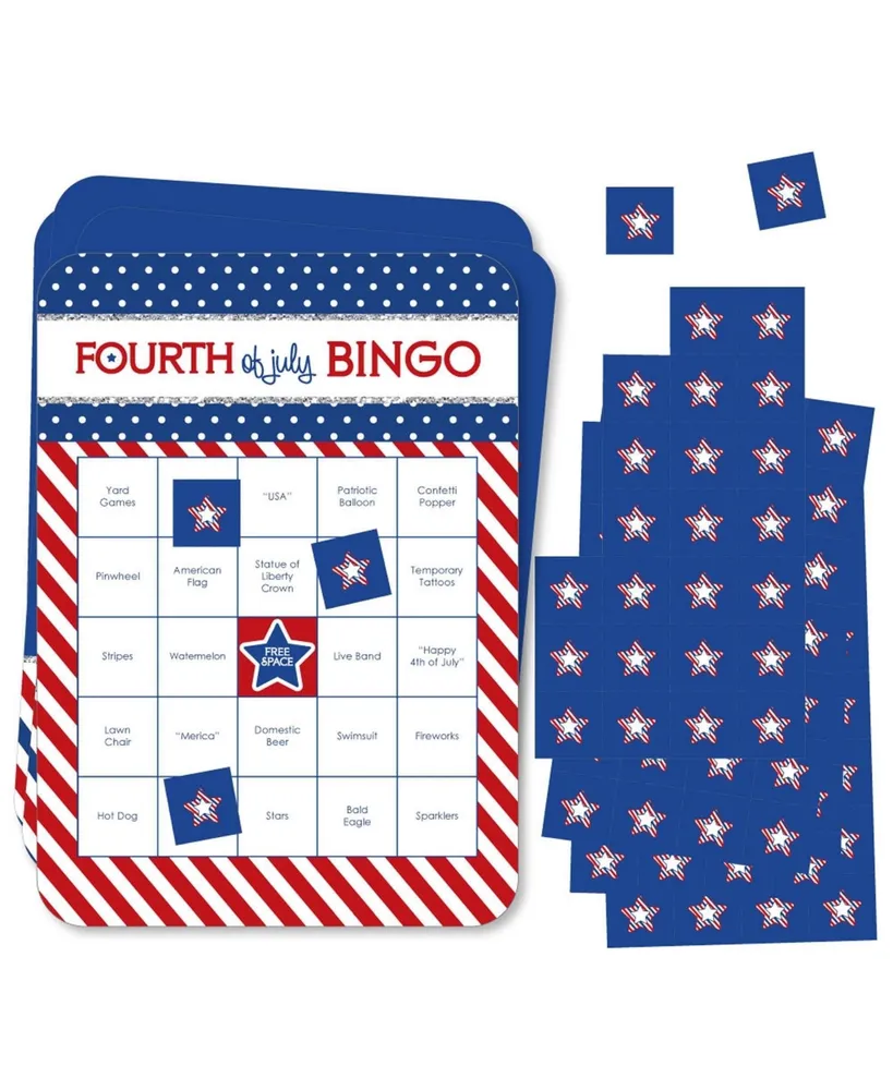 Big Dot of Happiness 4th of July - Bar Bingo Cards and Markers - Independence Day Bingo Game - 18 Ct