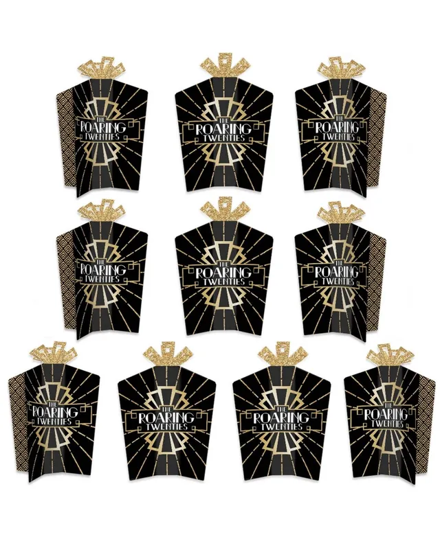 Big Dot of Happiness Roaring 20s - 1920s Art Deco Jazz Party Decor and Confetti - Terrific Table Centerpiece Kit - Set of 30, Black