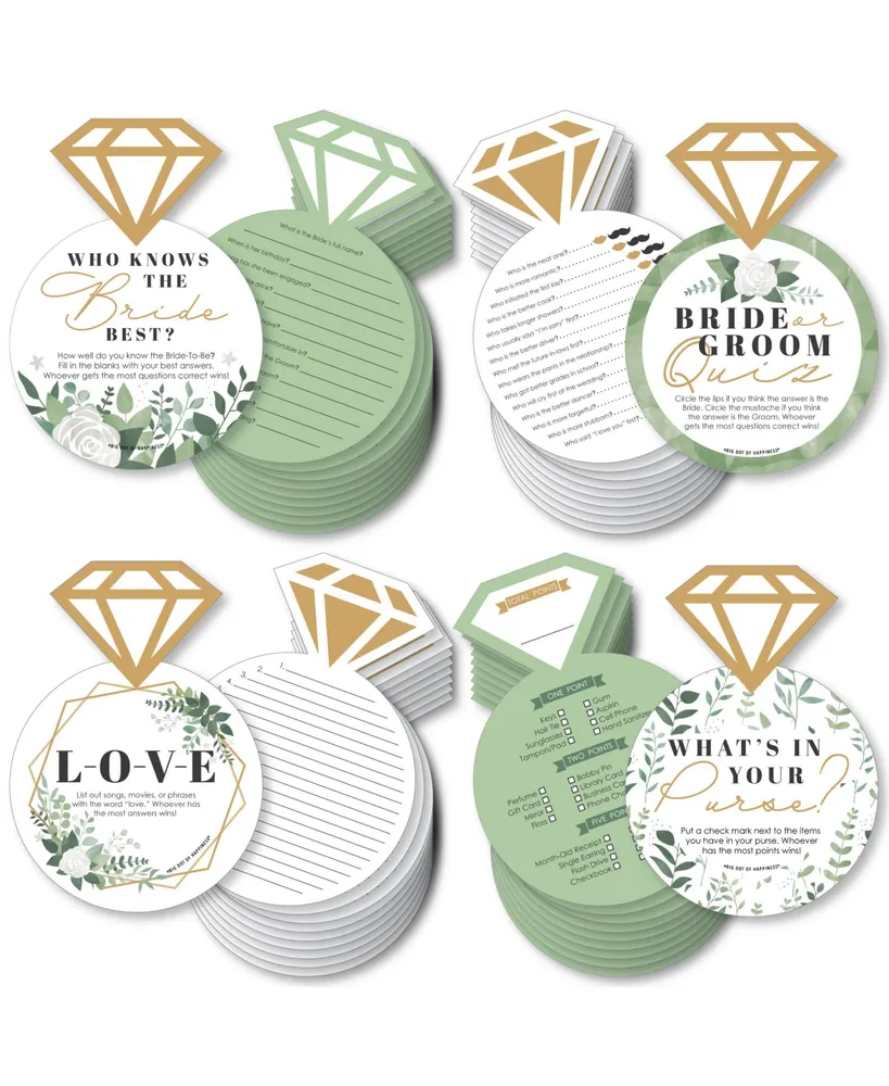 Big Dot of Happiness Boho Botanical Bride - 4 Bridal Shower Games - 10 Cards Each - Gamerific Bundle