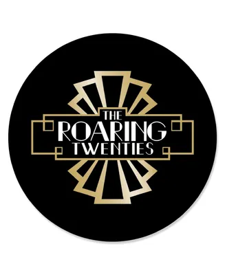 Roaring 20's - 1920s Art Deco Jazz Party Circle Sticker Labels - 24 Count