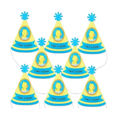 Ducky Duck - Mini Cone Baby Shower or Birthday Small Little Party Hats - 8 Ct