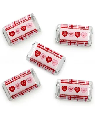 Conversation Hearts - Mini Candy Bar Wrapper Stickers - Party Favors - 40 Ct