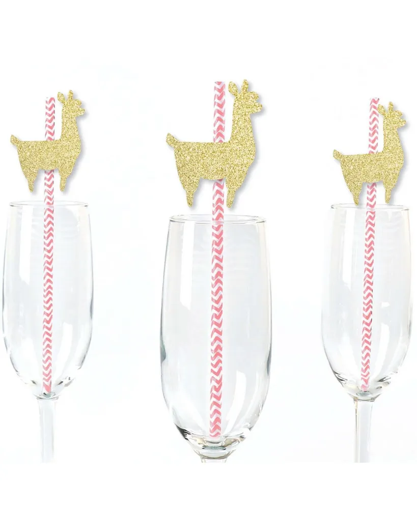 Big Dot Of Happiness Gold Glitter Cat Party Straws - No-mess Real