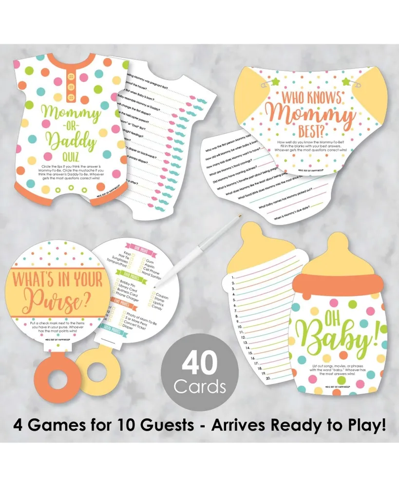 Baby Neutral - 4 Baby Shower Games - 10 Cards Each - Gamerific Bundle