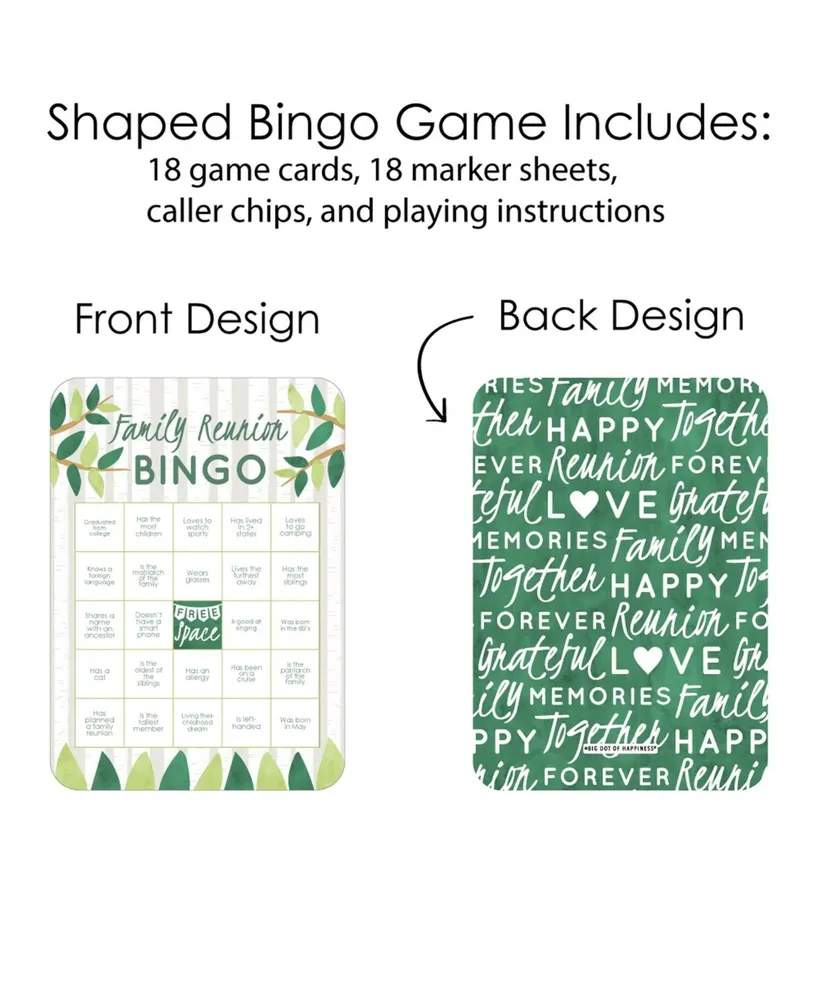 Family Tree Reunion - Bingo Cards & Markers - Party Bingo Game - 18 Ct