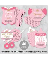Little Princess Crown - 4 Baby Shower Games - 10 Cards Each - Gamerific Bundle