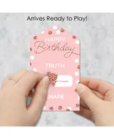 Pink Rose Gold Birthday - Party Game Cards - Truth, Dare, Share Pull Tabs 12 Ct