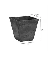 Novelty (#35148) Plastic Resin Square Ella Planter/Flower Pot, Black 14"