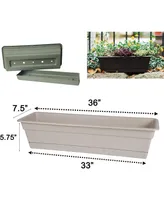 Bloem DCBT24-908 Dura Cotta Window Box Planter w/ Tray 24, Charcoal Gray