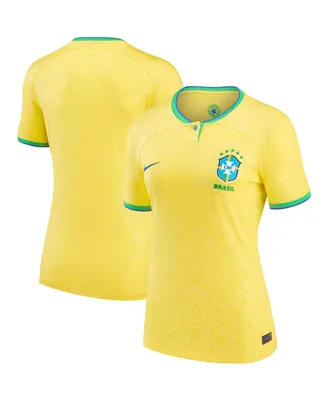 Women's Nike Yellow Brazil National Team 2022/23 Home Breathe Stadium Replica Blank Jersey