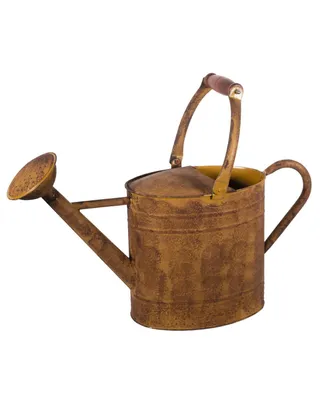 Gardener Select Farmhouse Oval Metal Watering Can, Rusty 1.85 Gallons
