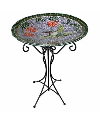 Gardener's Select Gardeners Select Mosaic Glass Bird Bath with Hummingbird Design