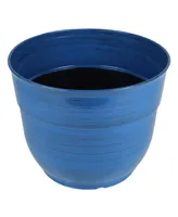 Garden Elements Glazed Brushed Happy Large Plastic Planter Dark 15 Inch