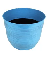 Garden Elements Glazed Brushed Happy Large Plastic Planter Bright 15 Inch