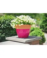 Garden Elements Colored Rim Large Plastic Planter Magenta 15 Inches