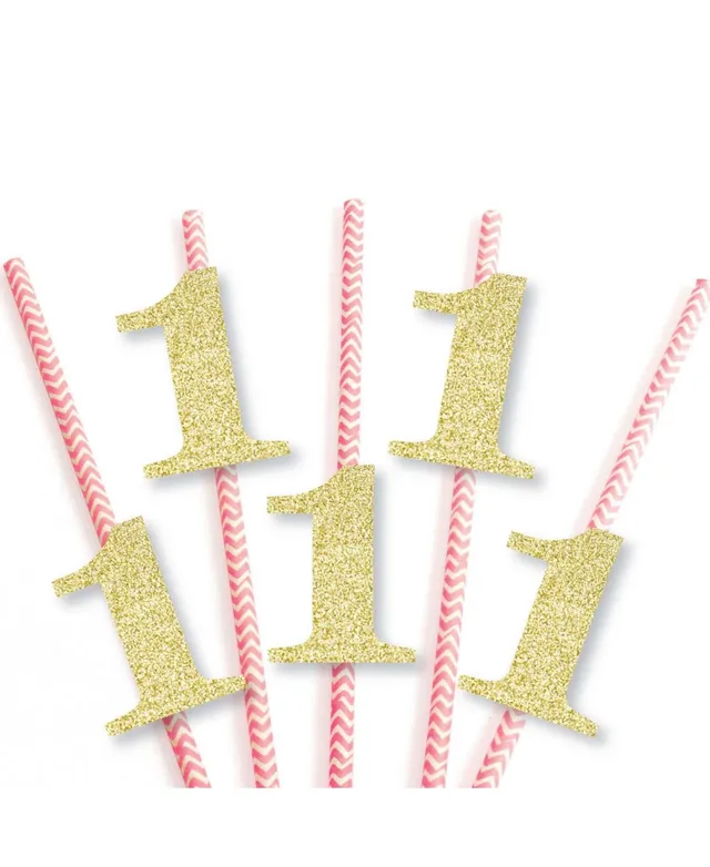 Big Dot Of Happiness Gold Glitter Cat Party Straws - No-mess Real