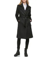 Karl Lagerfeld Paris Women's Studded Belted Wrap Coat