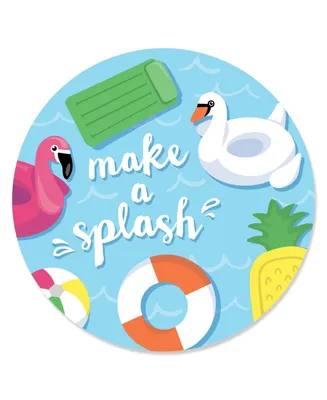 Make a Splash - Pool Party - Summer Swimming Party Circle Sticker Labels - 24 Ct