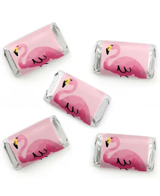 Pink Flamingo - Mini Candy Bar Wrapper Stickers - Party Small Favors - 40 Ct