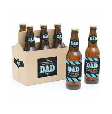 Dad's Day - Father's Day Gift for Men 6 Beer Bottle Label Stickers and 1 Carrier