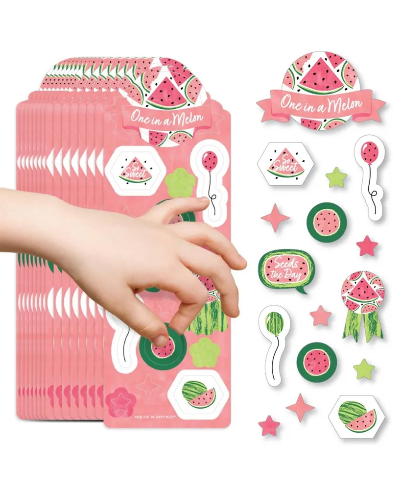 Big Dot Of Happiness Sweet Watermelon - Birthday Party Favor Kids Stickers  - 16 Sheets - 256 Stickers