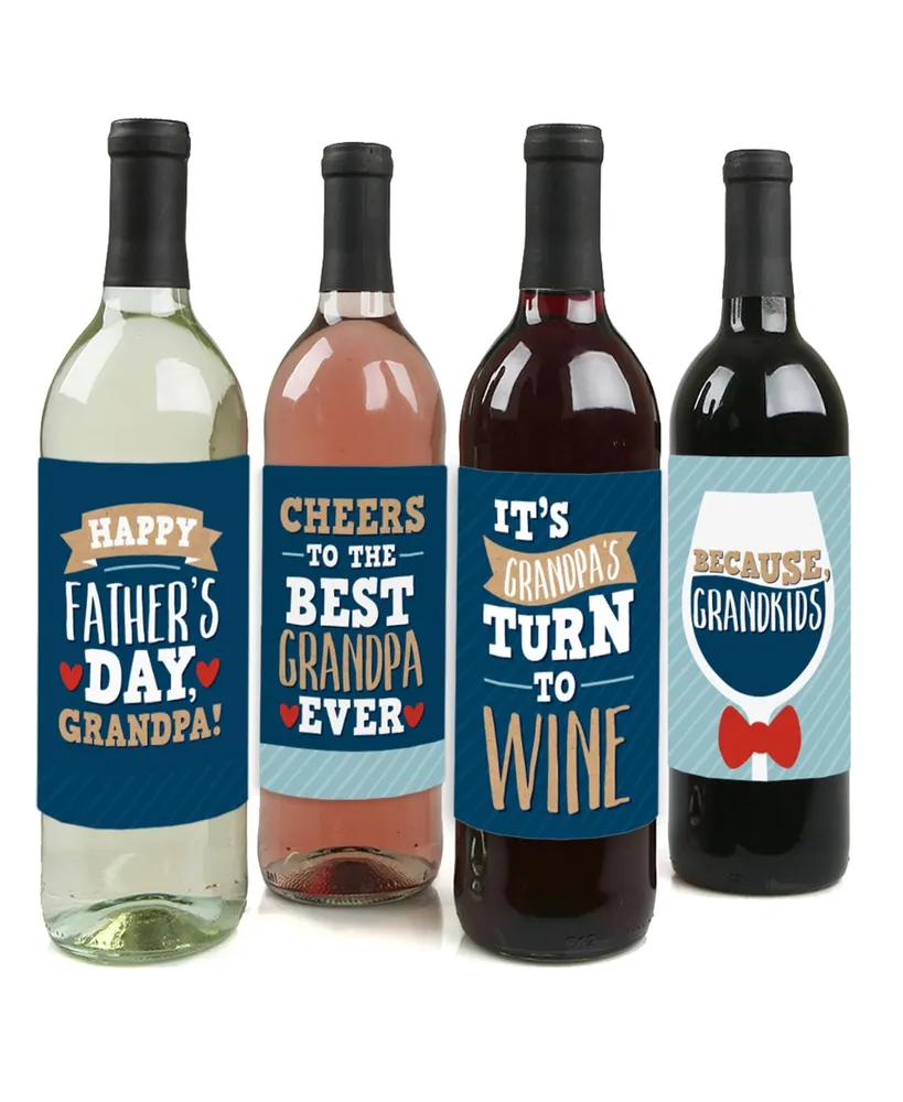 Big Dot Of Happiness Grandpa, Happy Father's Day - Love Grandfather Wine  Bottle Label Stickers 4 Ct