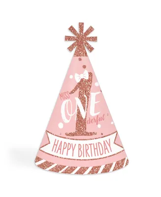 1st Birthday Little Miss Onederful - Cone Happy Birthday Party Hats 8 Ct